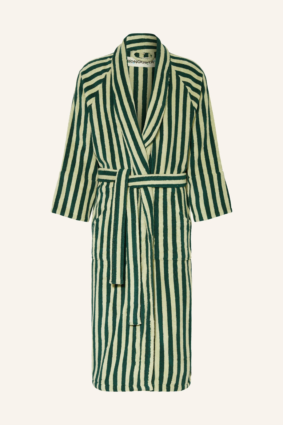 NARAM Unisex Bornoz, %100 Pamuk, Çizgili Desen, Havlu Kumaş, Şal Yaka