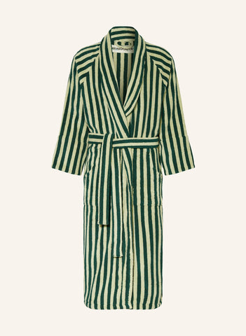 NARAM Unisex Bornoz, %100 Pamuk, Çizgili Desen, Havlu Kumaş, Şal Yaka
