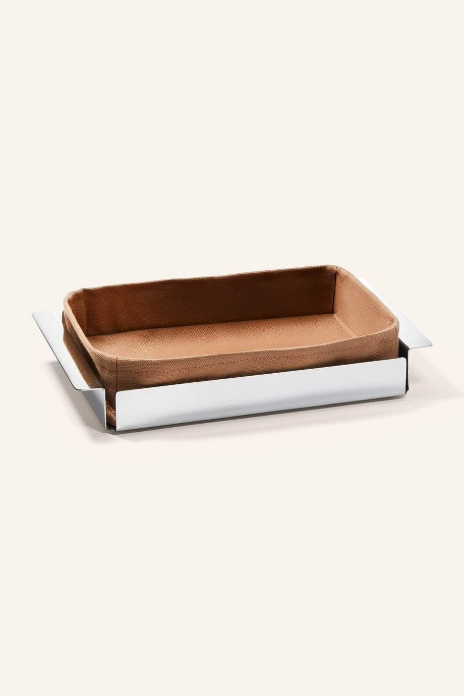 A TAVOLA Ekmek Sepeti, Paslanmaz Çelik ve Keten Tekstil, 5x25x16 cm