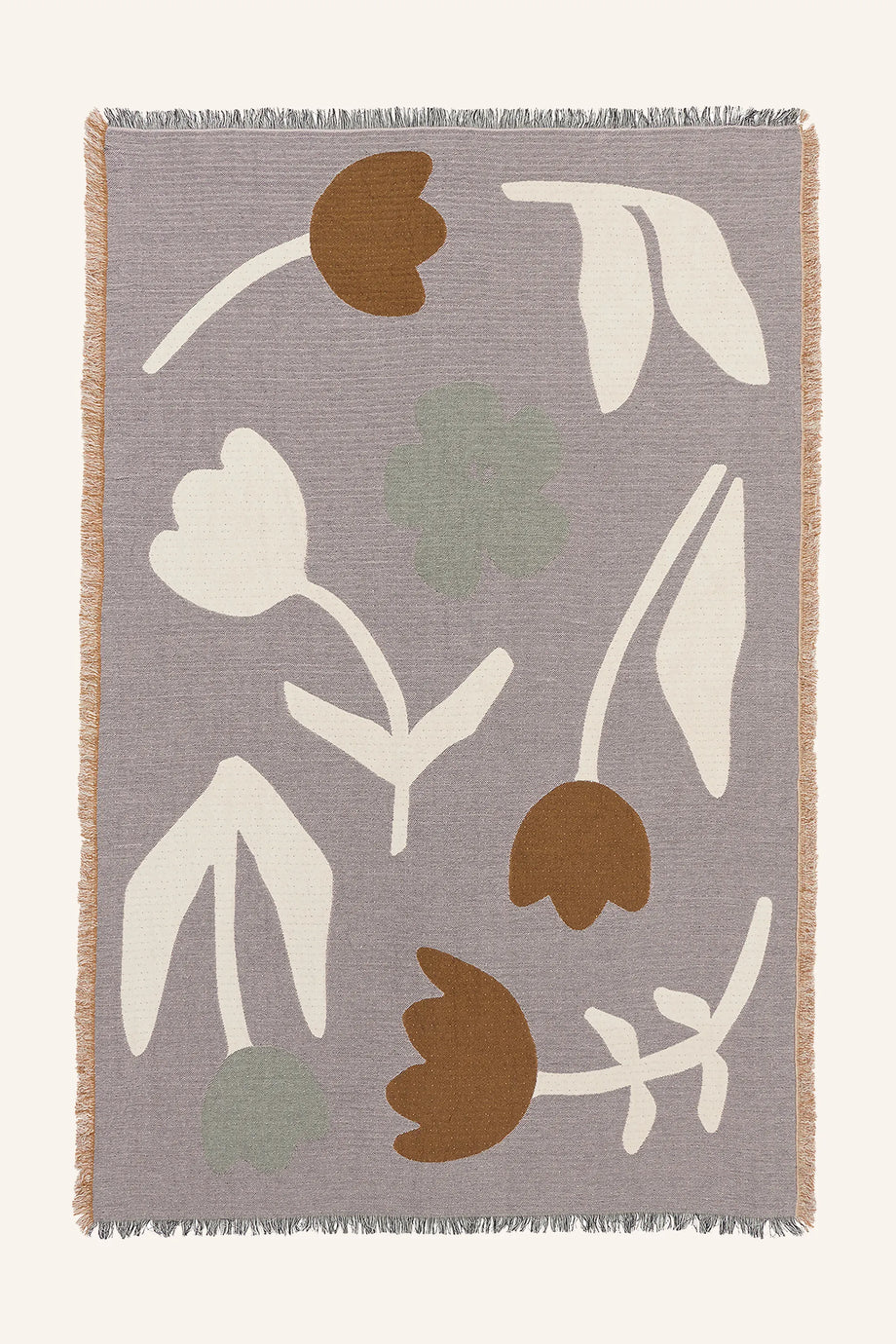 Çiçek Desenli Jakarlı Pamuklu Örtü – 130 x 180 cm