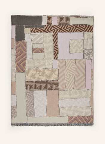 İtalya Üretimi Jakarlı Pamuklu Örtü – Saçaklı, Desenli, 150x210 cm