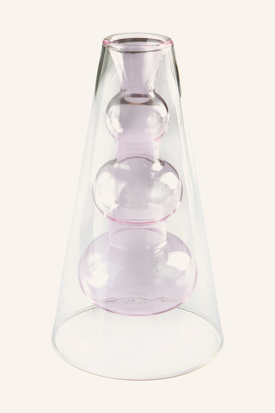 TILO Pembe Cam Vazo, 18 cm Modern Dekoratif İç Vazo Tasarımı