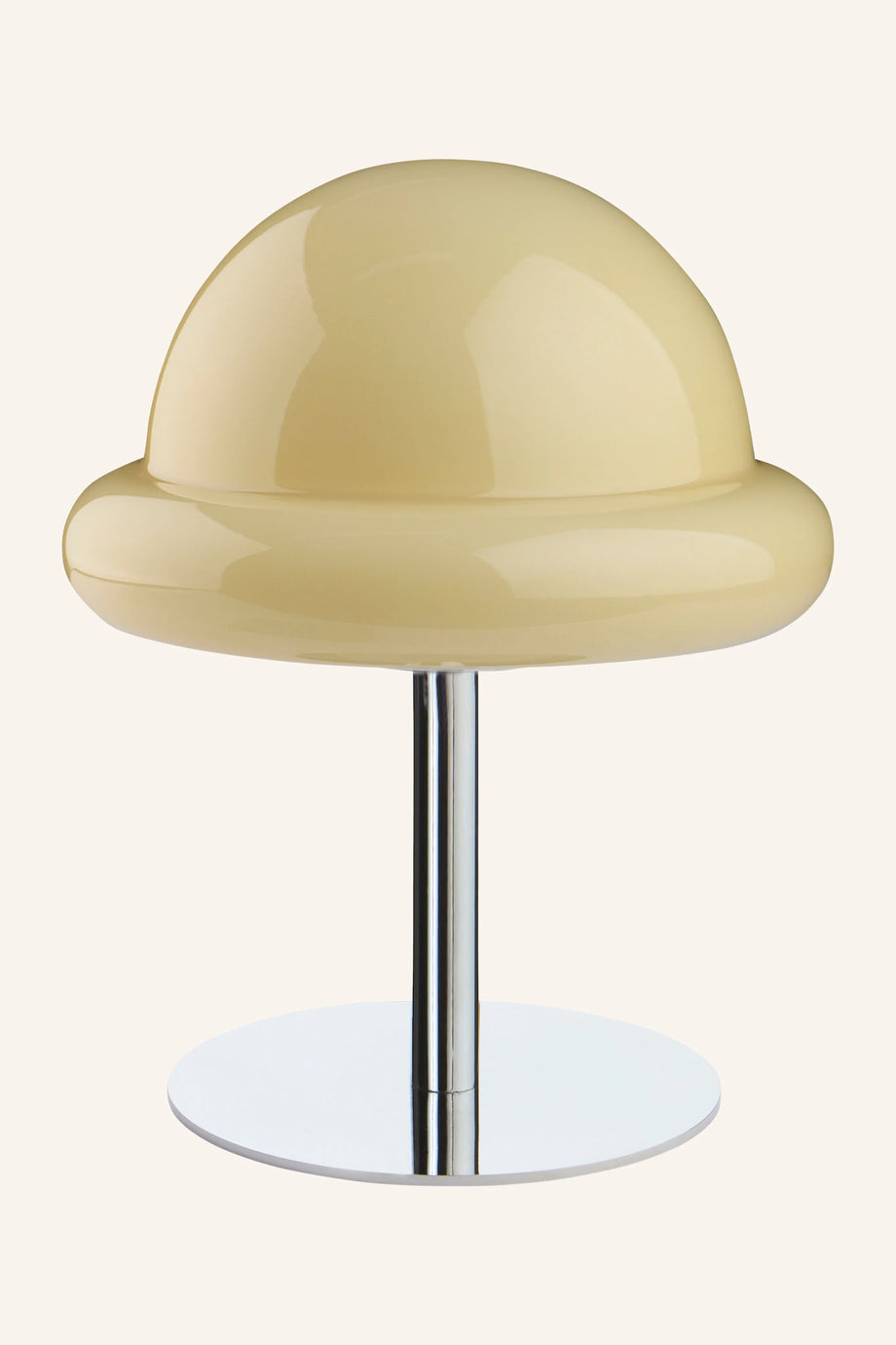 Masa Lambası 26 cm, Cam & Kromaj Demir, 40W, Mantar Şapka Tasarım