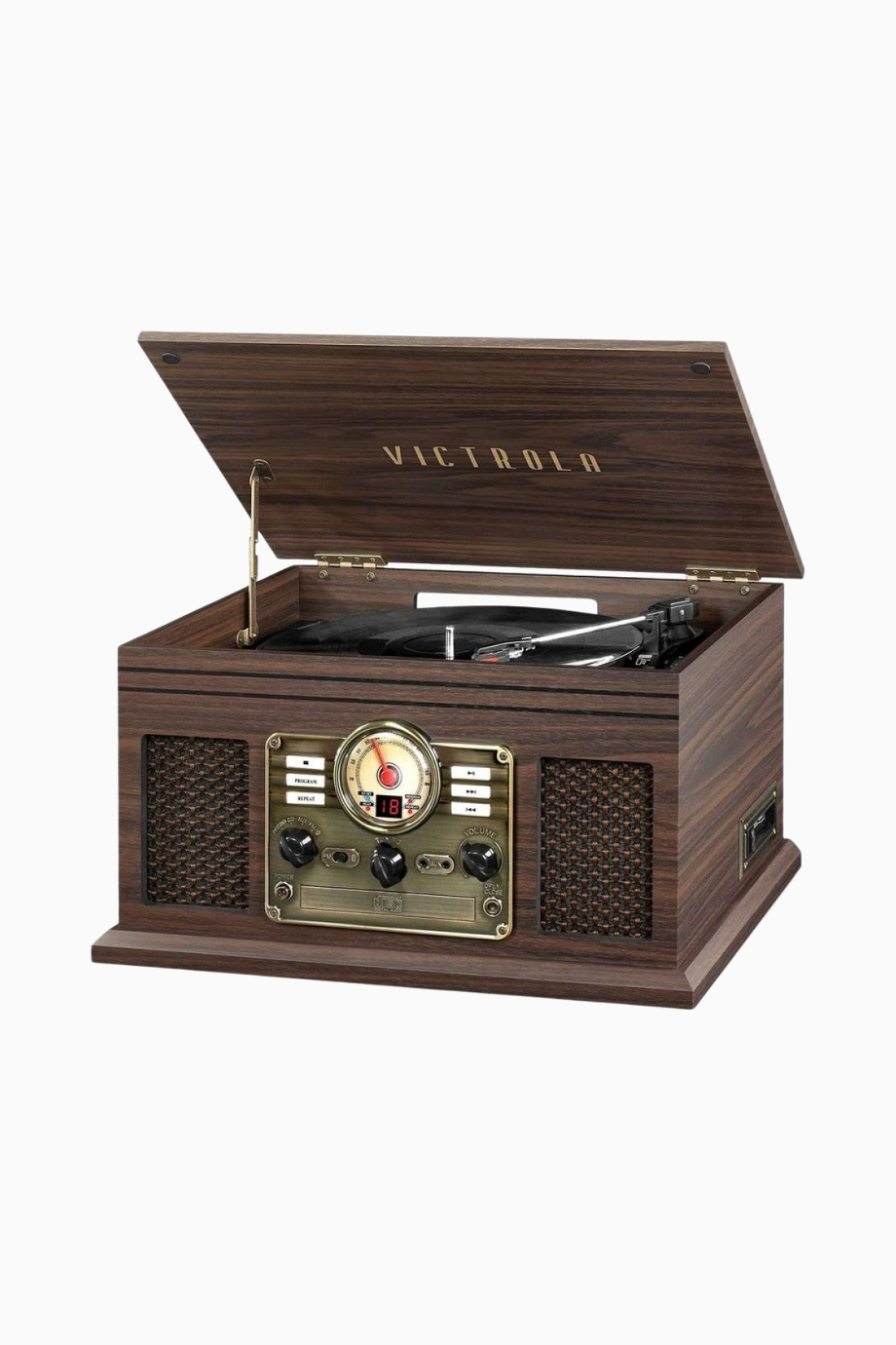 VTA-200B 6'sı 1 Arada Bluetooth Pikap CD Kaset Radyo Espresso