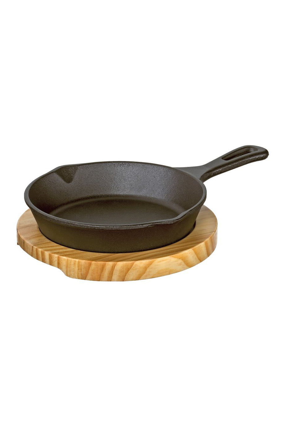 I BBQ Döküm Grill & Servis Tavası, 18 cm, Ahşap Tepsili, Isı Tutma Özellikli