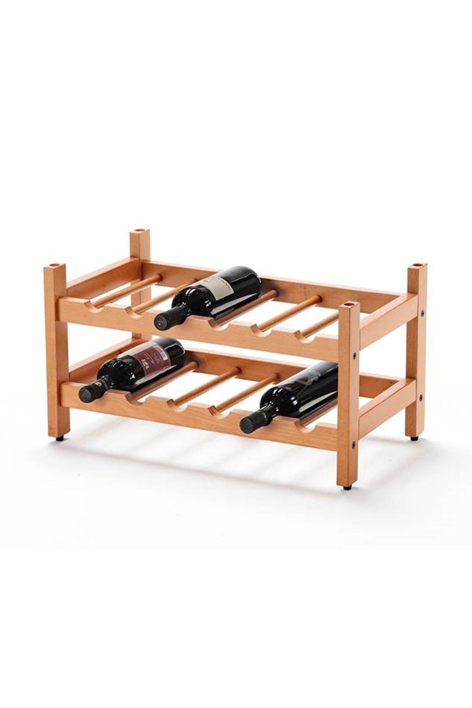 BIRELLONE Şişe Rafı, Kiraz Masif Kayın, 12 Bölmeli, Modüler