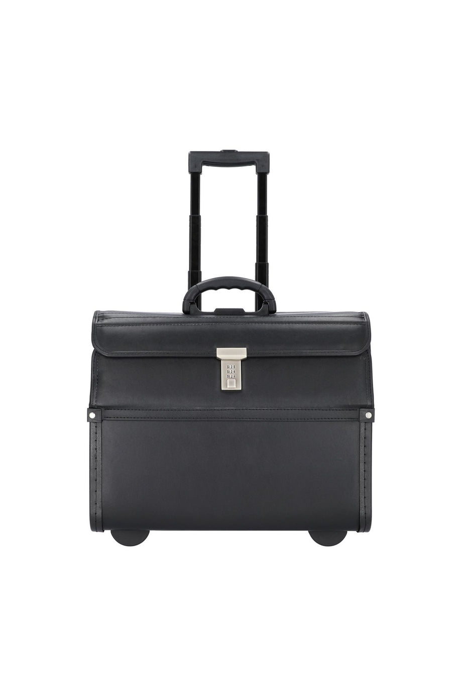 2 Tekerlekli Pilotentrolley 46 cm Laptop Bölmeli, Siyah, Suni Deri