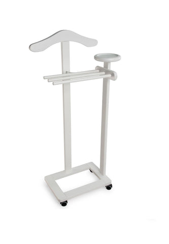 ANTIMO Masif Kayın Askılık, Beyaz, Hareketli Tekerlekli