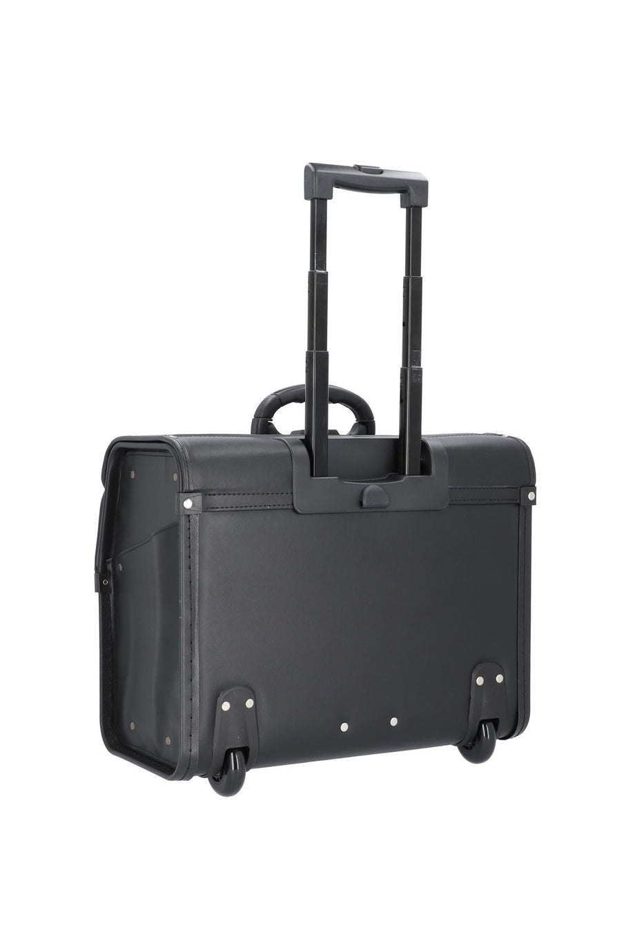 2 Tekerlekli Pilotentrolley 46 cm Laptop Bölmeli, Siyah, Suni Deri