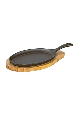 BBQ Oval Servis Tavası, Ahşap Tepsili, 39,5x19,5x5 cm, Isı Tutucu
