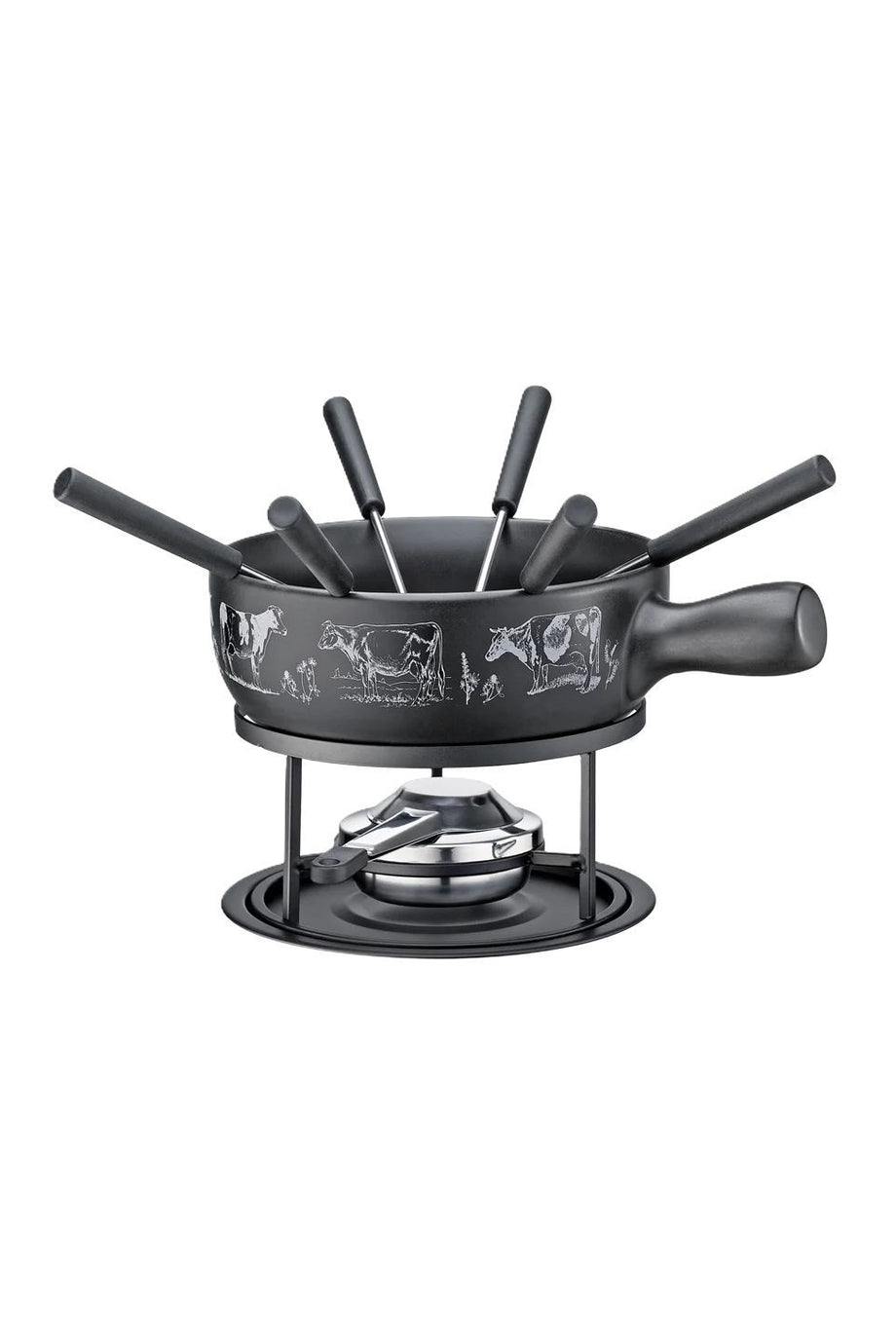 ST. GALLEN Peynir Fondü Seti ,2 L, 22 cm, Seramik Tencere, 6 Galli