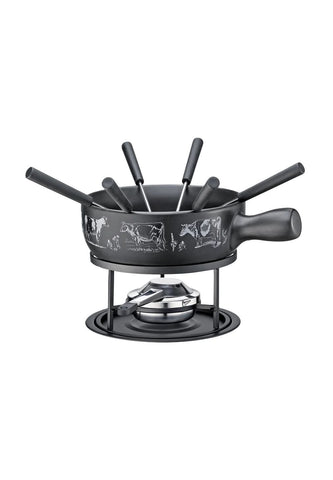 ST. GALLEN Peynir Fondü Seti ,2 L, 22 cm, Seramik Tencere, 6 Galli