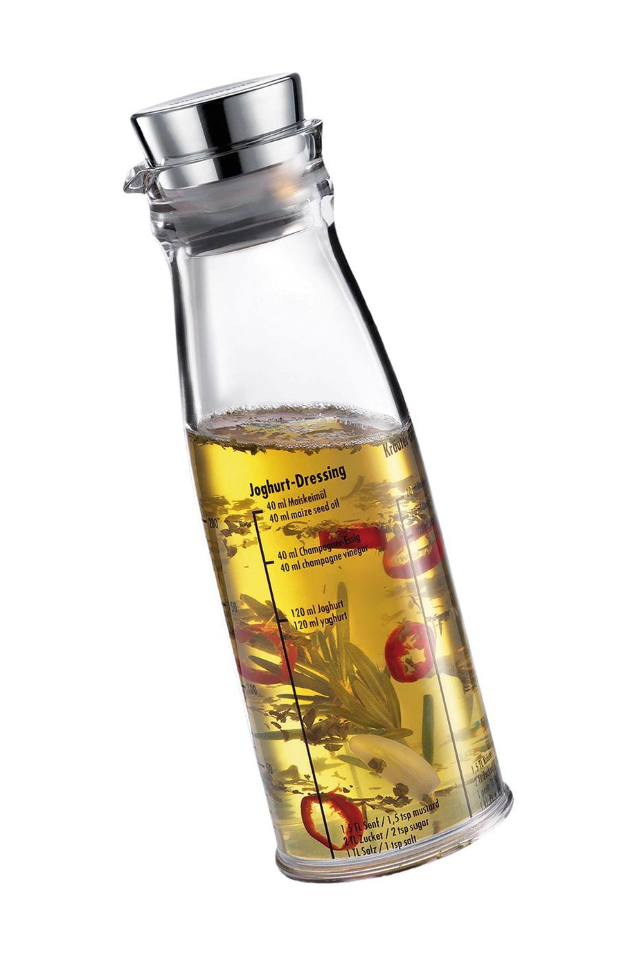 Dressing Shaker 250 ml, Ölçekli, Paslanmaz Çelik Kapaklı Sos Karıştırıcı, Yağdanlık