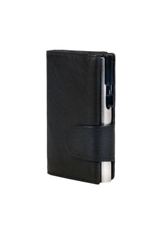 RFID Korumalı Kredi Kartı Tutucu, Deri, 10 cm, 8 Kartlık, Alüminyum Kasalı