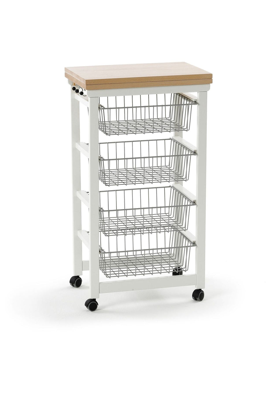 GASTONCINO Katlanabilir Mutfak Arabası, Beyaz, 4 Sepetli