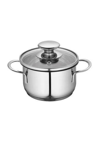 Mini Cook 12 cm Tencere, Cam Kapaklı Paslanmaz Çelik