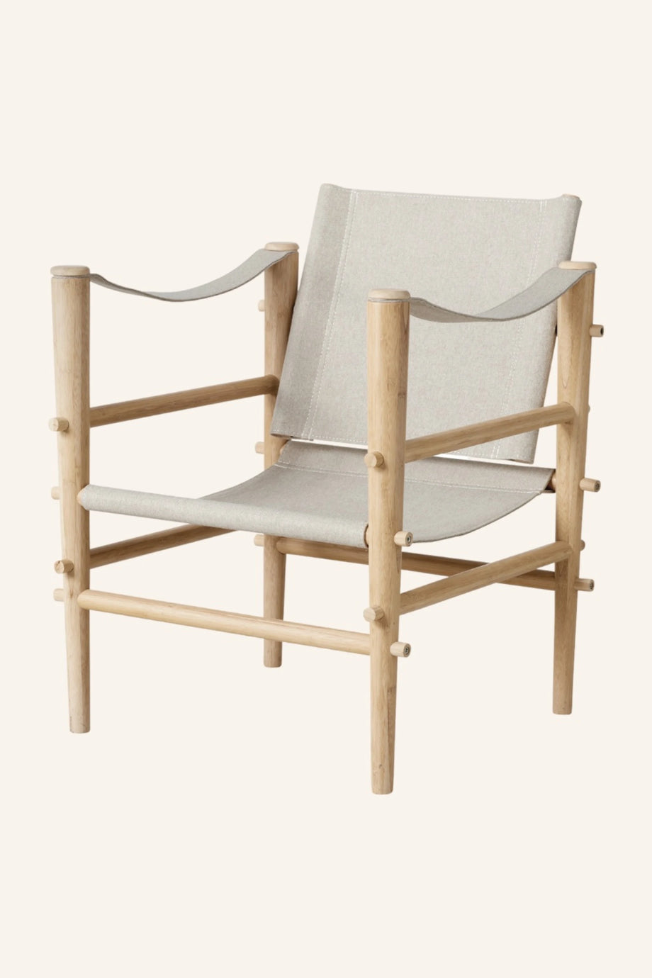 Safari Lounge Sandalye,Bambu İskeletli, Alacalı Kanvas Kumaşlı İskandinav Tasarım