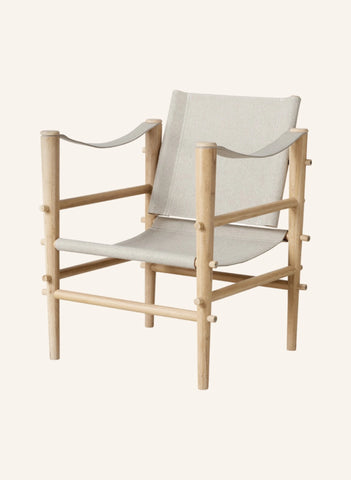 Safari Lounge Sandalye,Bambu İskeletli, Alacalı Kanvas Kumaşlı İskandinav Tasarım