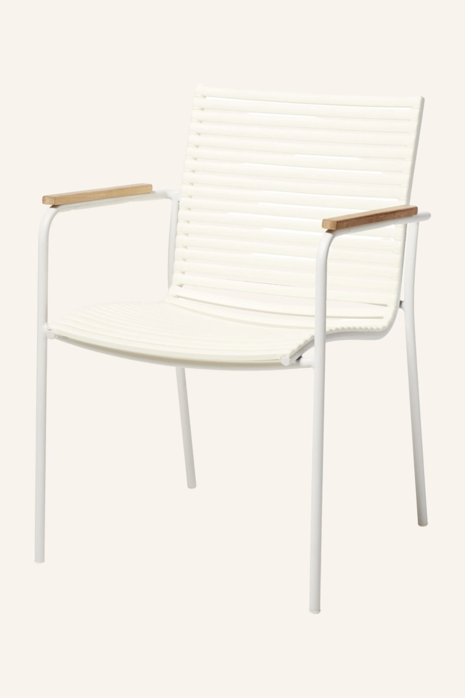 Mood Classic Bahçe Sandalyesi Teak Kollu Alüminyum Gövde Beyaz 60x56x84 cm