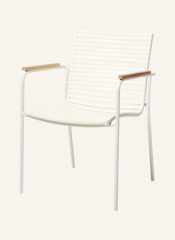 Mood Classic Bahçe Sandalyesi Teak Kollu Alüminyum Gövde Beyaz 60x56x84 cm
