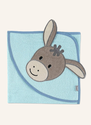 Emmi Kapüşonlu Banyo Havlusu 80x80 cm, Yumuşak Frottee, Eşek Motifli