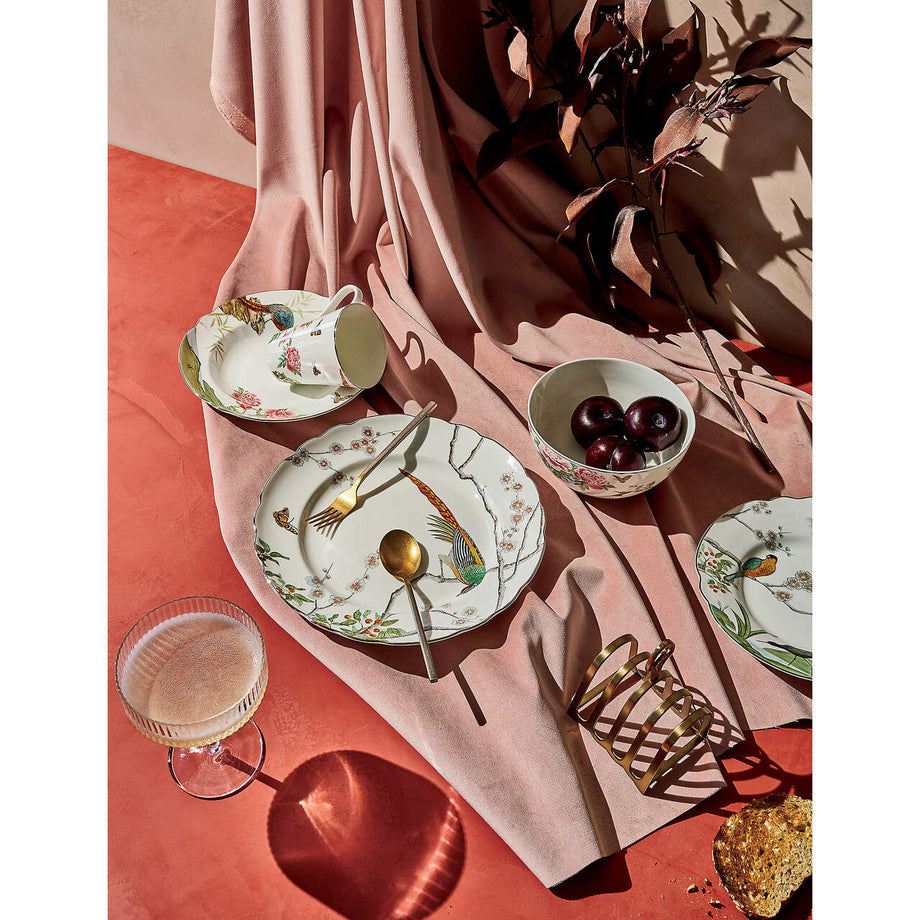 Chelsea 4 Parçalı Çiçek Desenli Yemek Takımı Cereal Kasesi ile Zarif Fine Bone China Seti