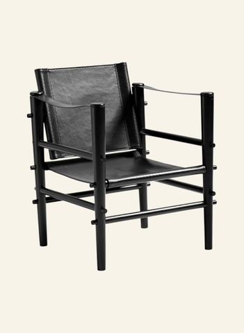 Noble Safari Lounge Koltuk Bambus Gövde Deri Oturum Skandinav Tarz 61x59x79 cm