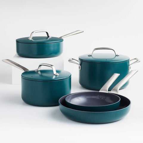 EvenCook Ceramic Deep Teal Seramik Yapışmaz 8 Parçalı Pişirme Seti Bonuslu