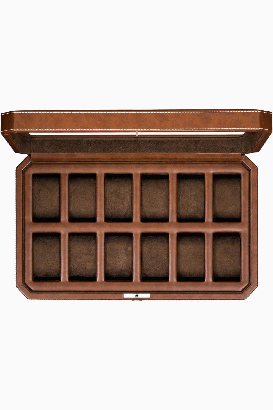 12 Yuvalı Lüks Saat Kutusu, Büyük Cam Kapaklı, Deri, Erkek Saat Düzenleyici