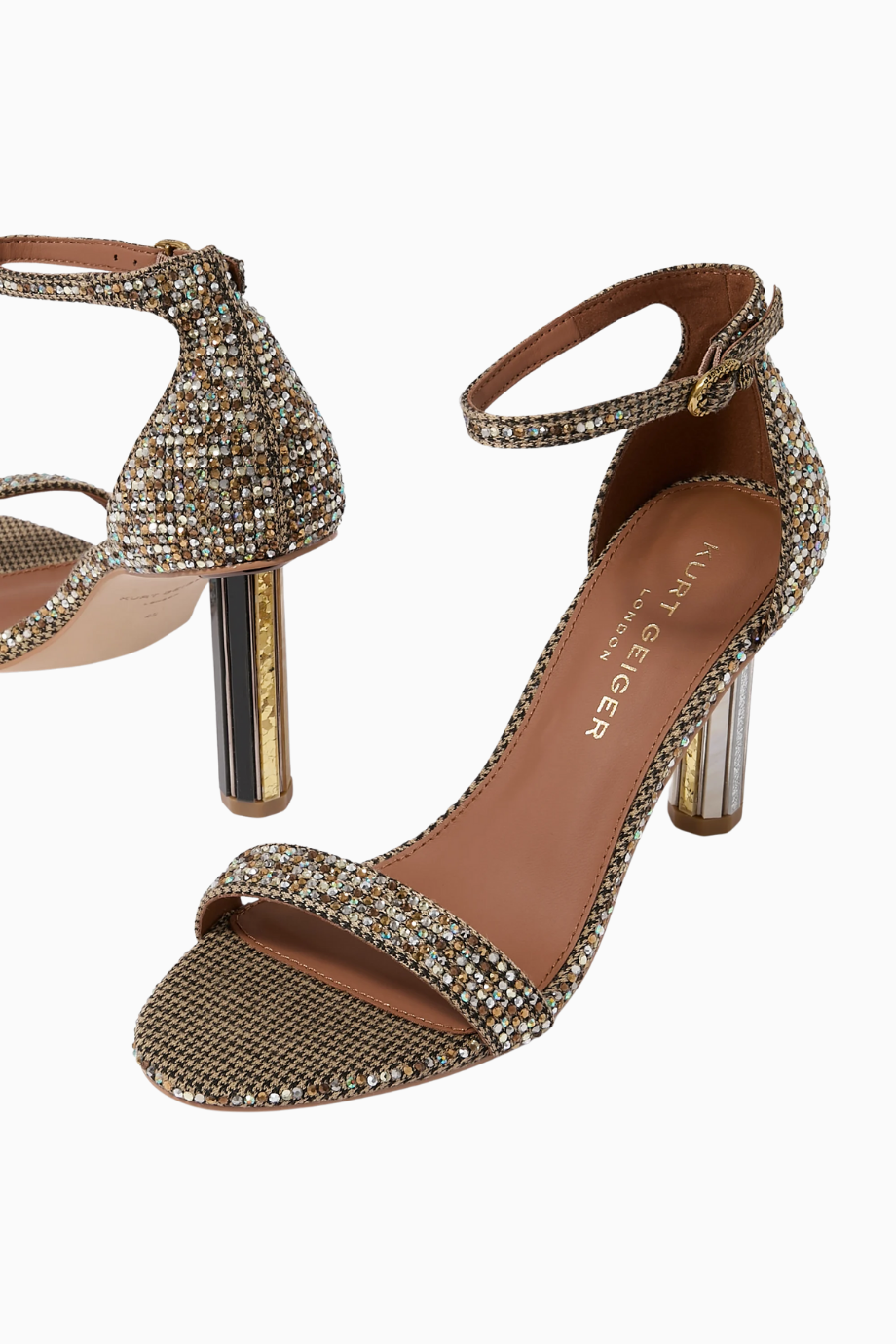 Perspex 90 Crystal Houndstooth Sandals, 90mm Topuk ve Zarif Tasarım