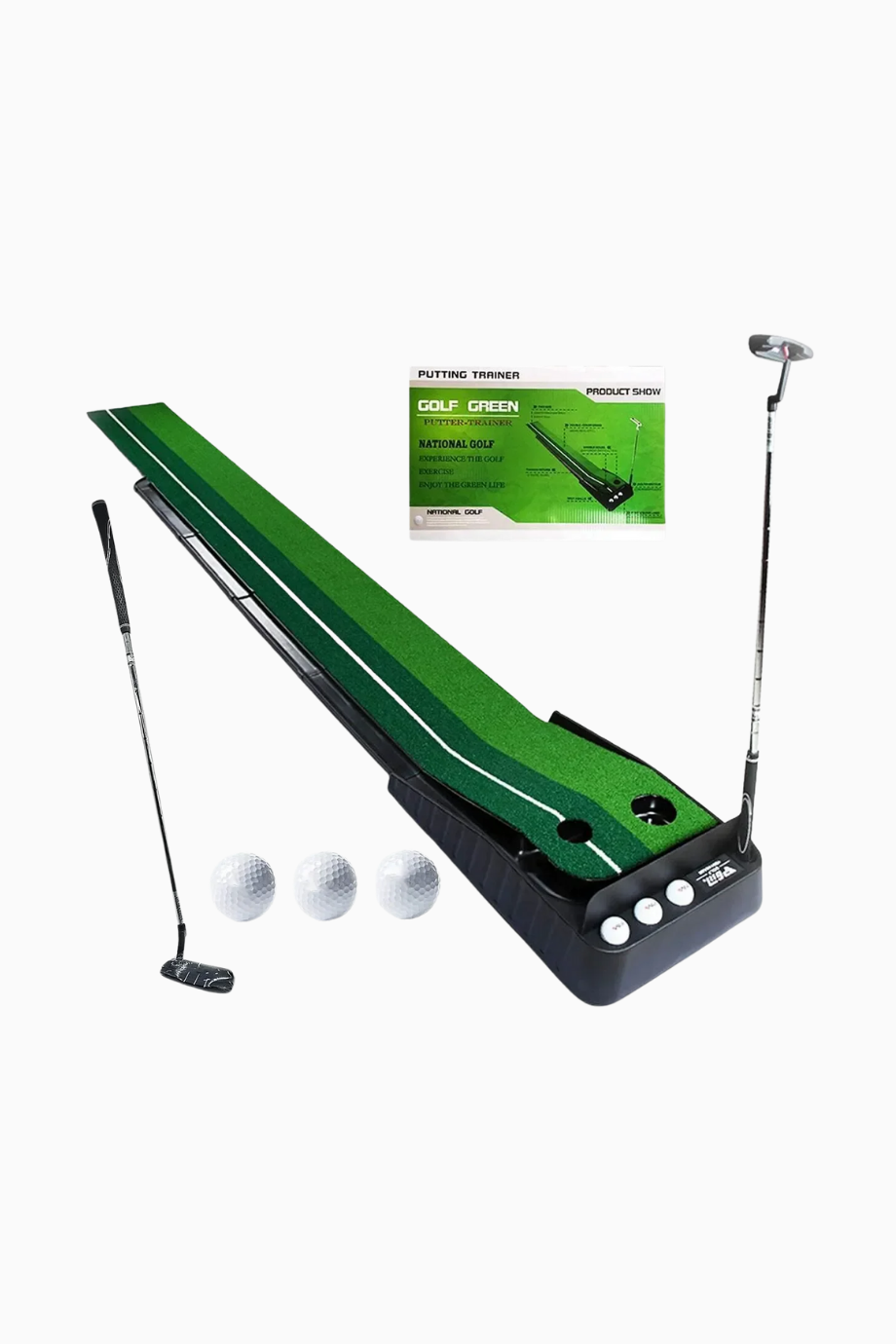 Golf Putting Green Mat, Otomatik Geri Dönüş, Çift Delikli Tasarım