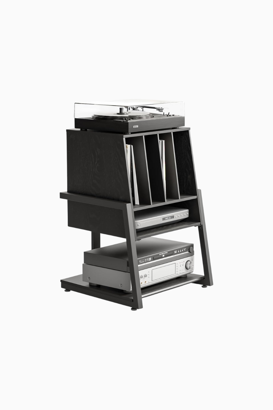 Eyfel Serisi Modern Pikap ve Plak Rafı, 4 Katlı HiFi Depolama