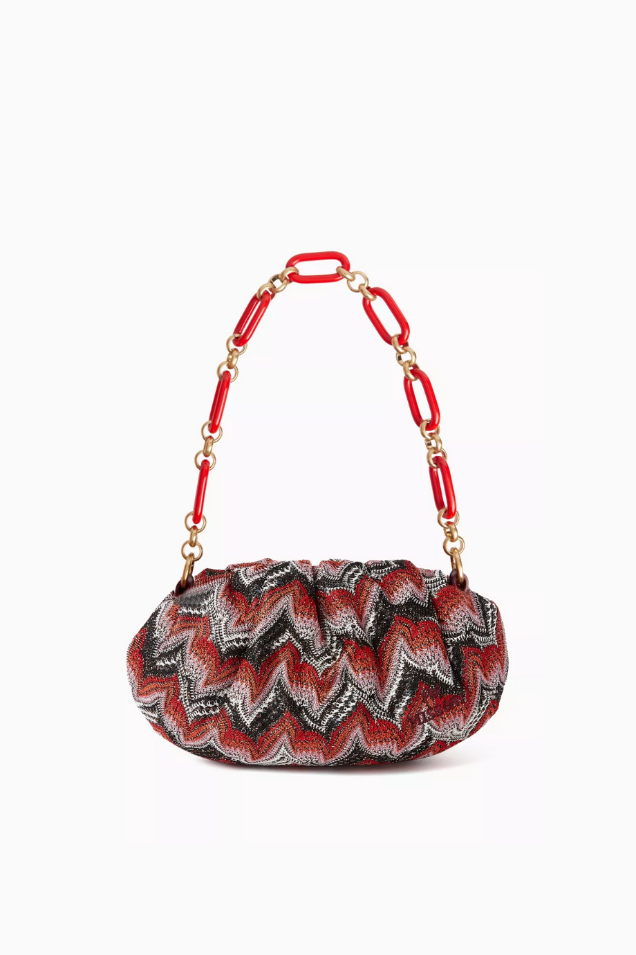 Lurex Örgülü Zincir Kese, Işıltılı & Şık Çanta, Zigzag Desen