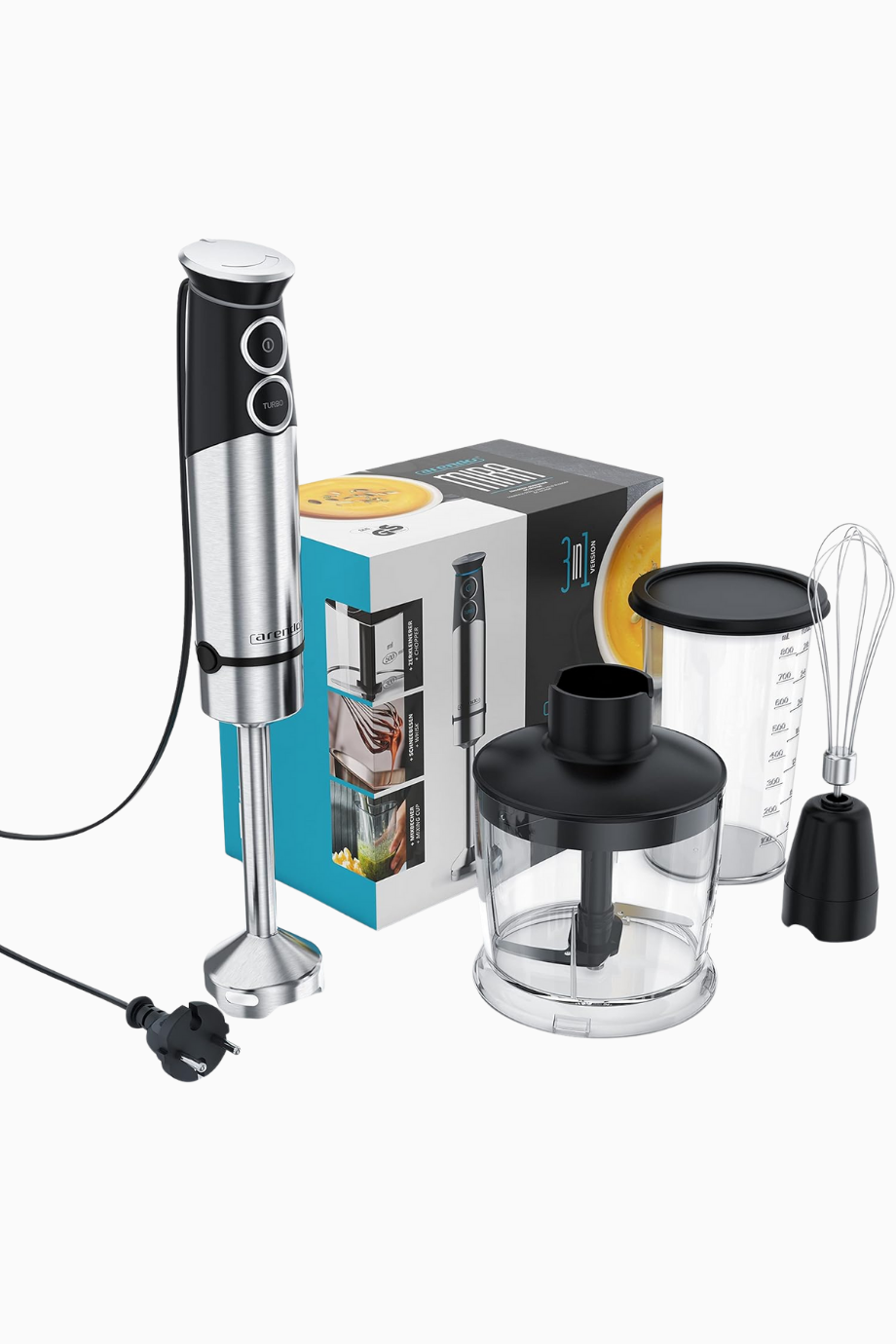 El Blenderi 1500W, Püre Çubuğu, Turbo, 4 Kanatlı Bıçak, 800 ml Ölçüm Kabı