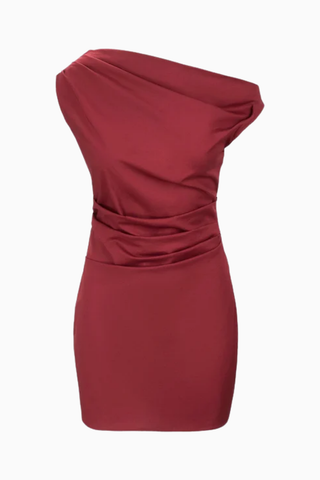 Mini Phare Dress, Fırfırlı Mini Elbise, Omuzdan Düşük Yaka, Günlük ve Gece