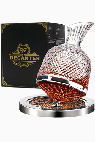 360° Döner Kristal Şarap Sürahisi, 1,5L Kurşunsuz Cam & Hediyelik