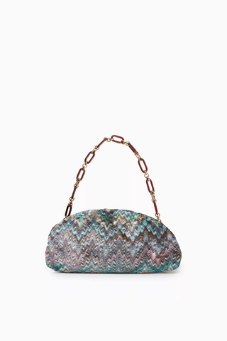 Lurex Örgülü Büyük Kese, Şık & Göz Alıcı Çanta, İkonik Zigzag Desen