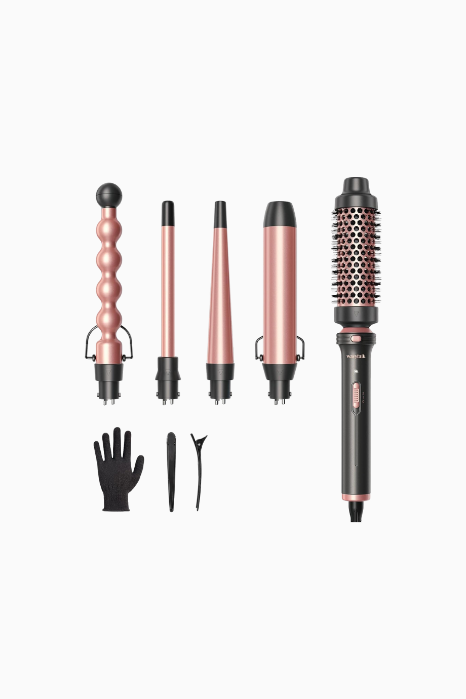 5’i 1 Saç Maşası Seti, Termal Fırça & Seramik, Gül Altını