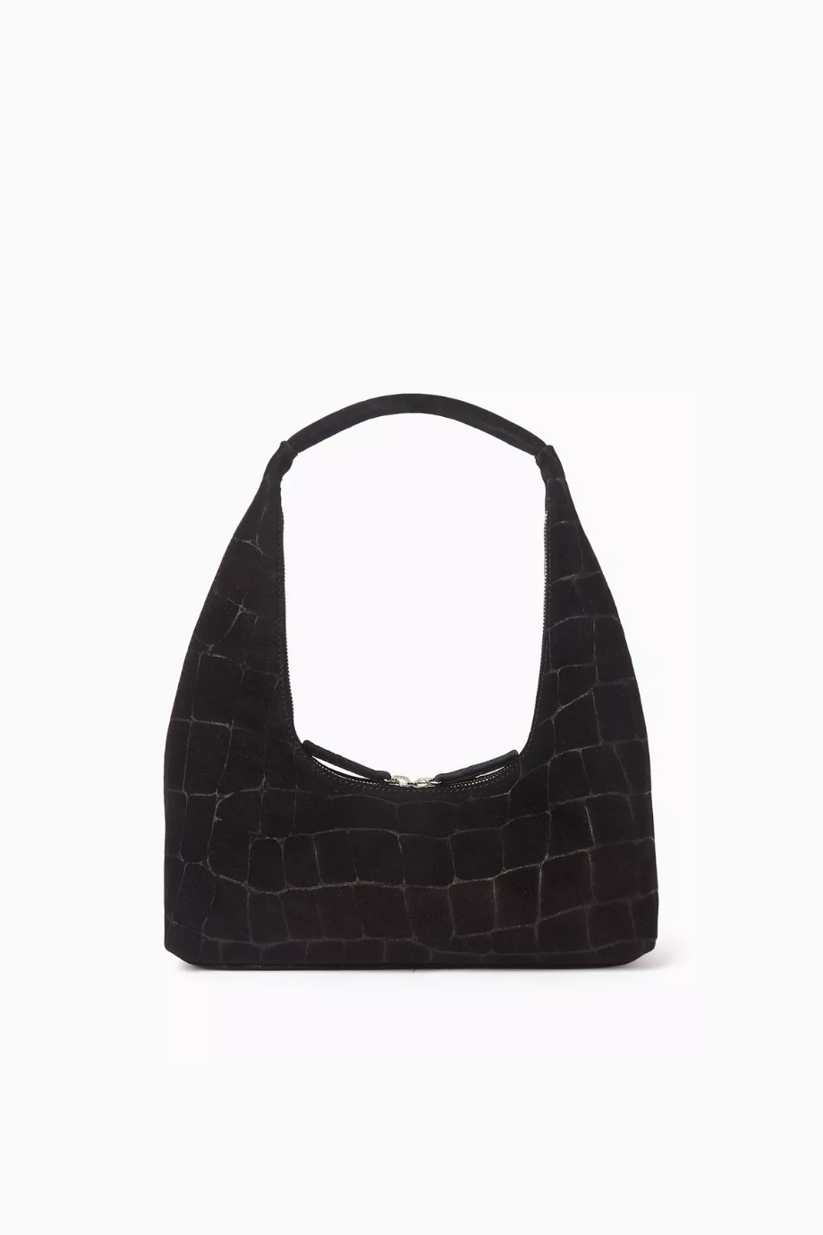 Süet Küçük Hobo Omuz Çantası, Minimal & Şık, Timsah Derisi Desenli