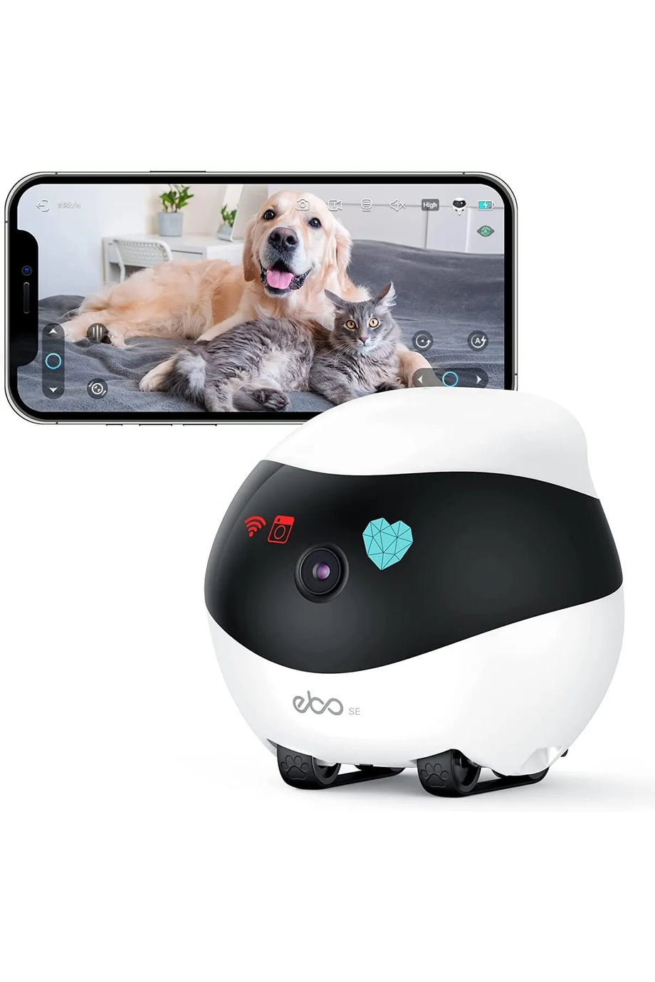 Ev Hayvanı Kamerası, EBO Uygulamalı, 1080p WLAN Mobil Güvenlik Kamerası, İç Mekan, Gece Görüşlü