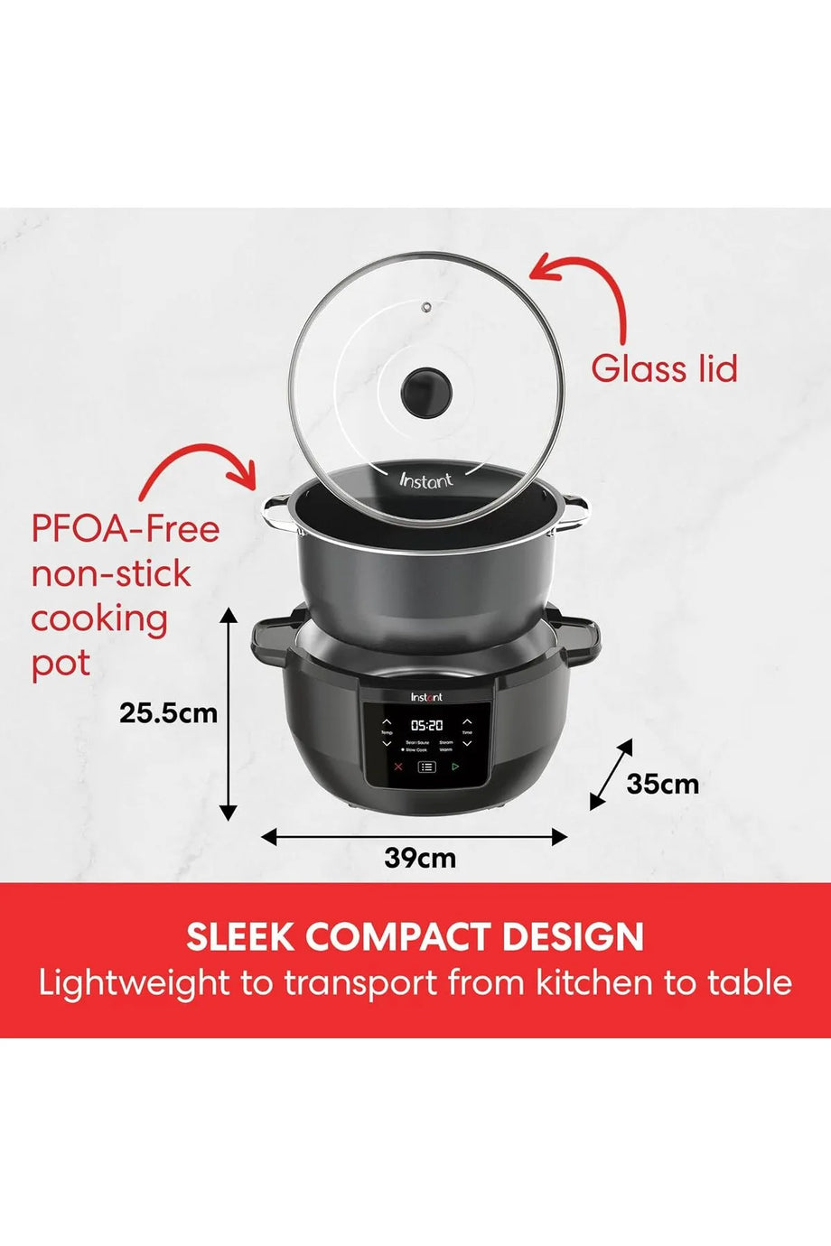 Superior Yavaş Pişirici 7.1L 4 Fonksiyonlu Büyük Kapasiteli Multicooker