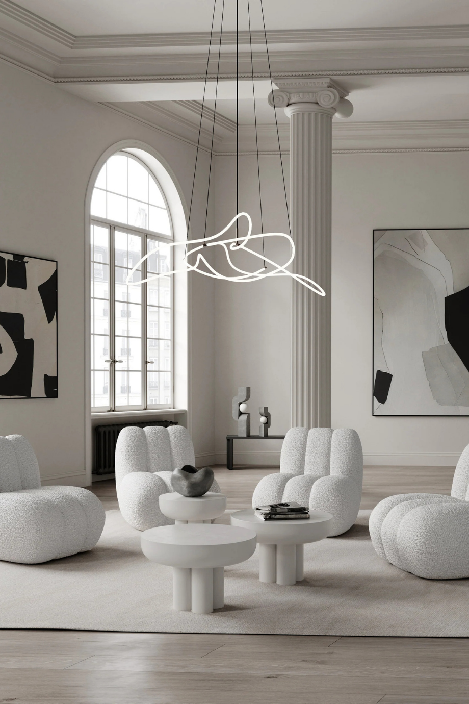 Ghost Chandelier Big 5m Ayarlanabilir LED, Dekoratif Tasarım Sarkıt Avize