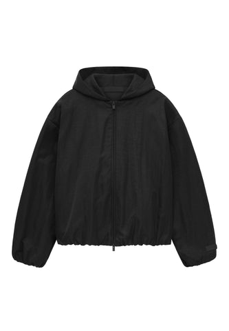 Çocuk Kapüşonlu Naylon Bomber Ceket - Siyah