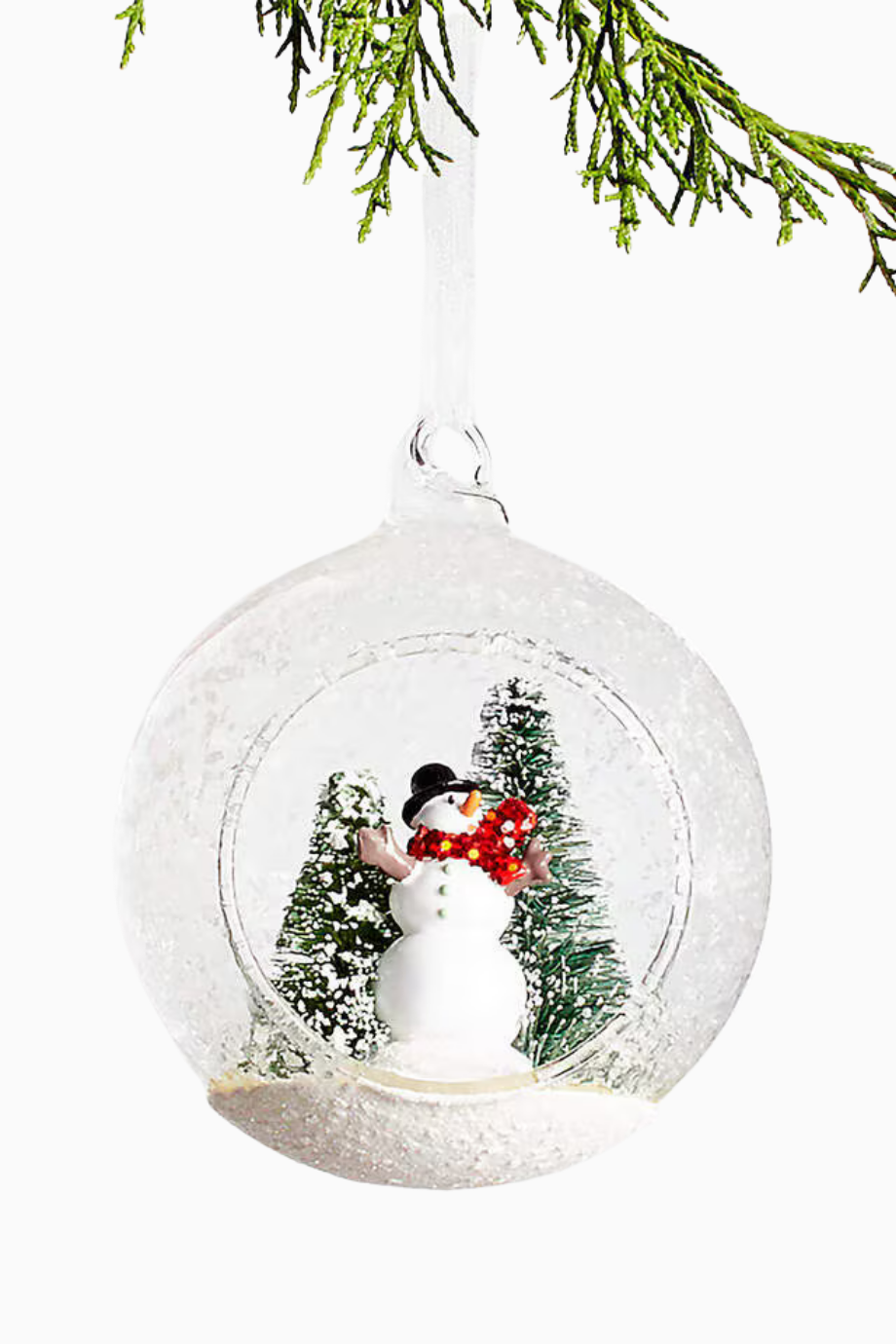 Snowman Snowglobe Christmas Tree Ornament Cam Kar Küresi Süs