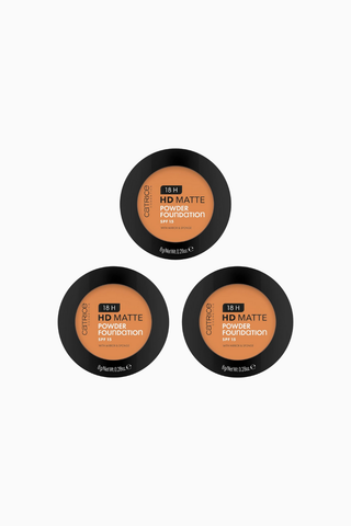 18H HD Mat Pudra Fondöten 3’lü Set Uzun Ömürlü, SPF 15, Matlaştırıcı, Vegan, 24 g