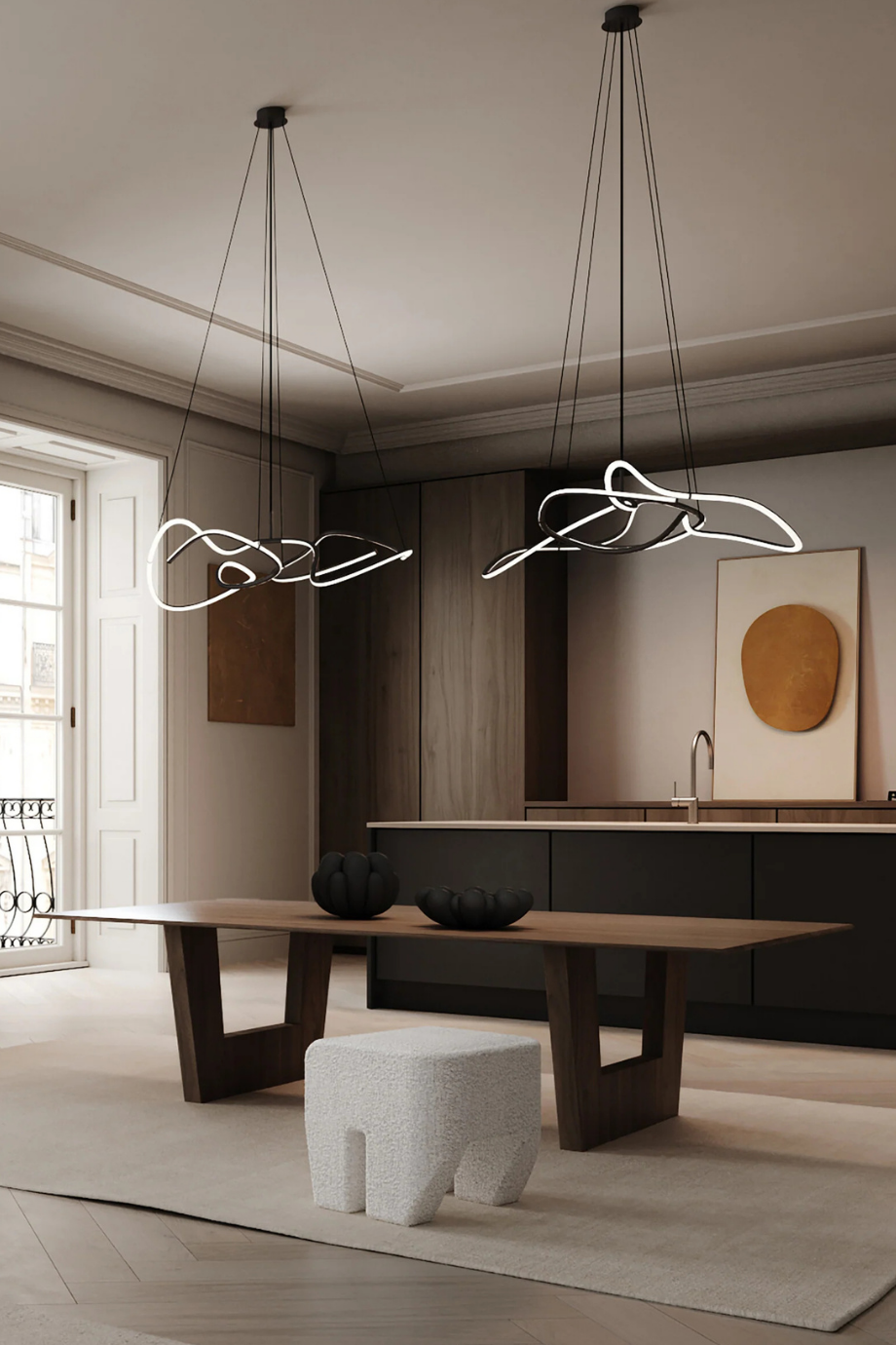 Ghost Chandelier Mini Burned Black 5m Ayarlanabilir LED, Dekoratif  Tasarım Avize