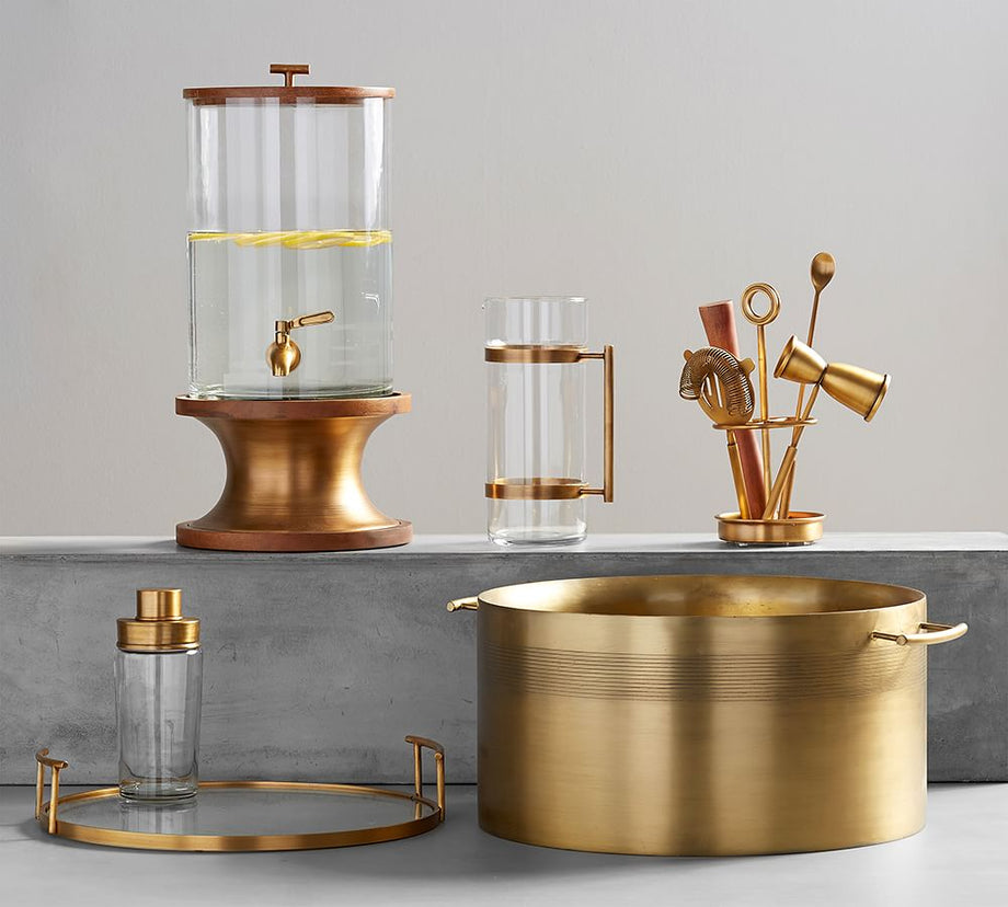 Bleecker Bar Parti Kovası, Antik Pirinç Kaplama ve Çift Cidarlı Soğutma