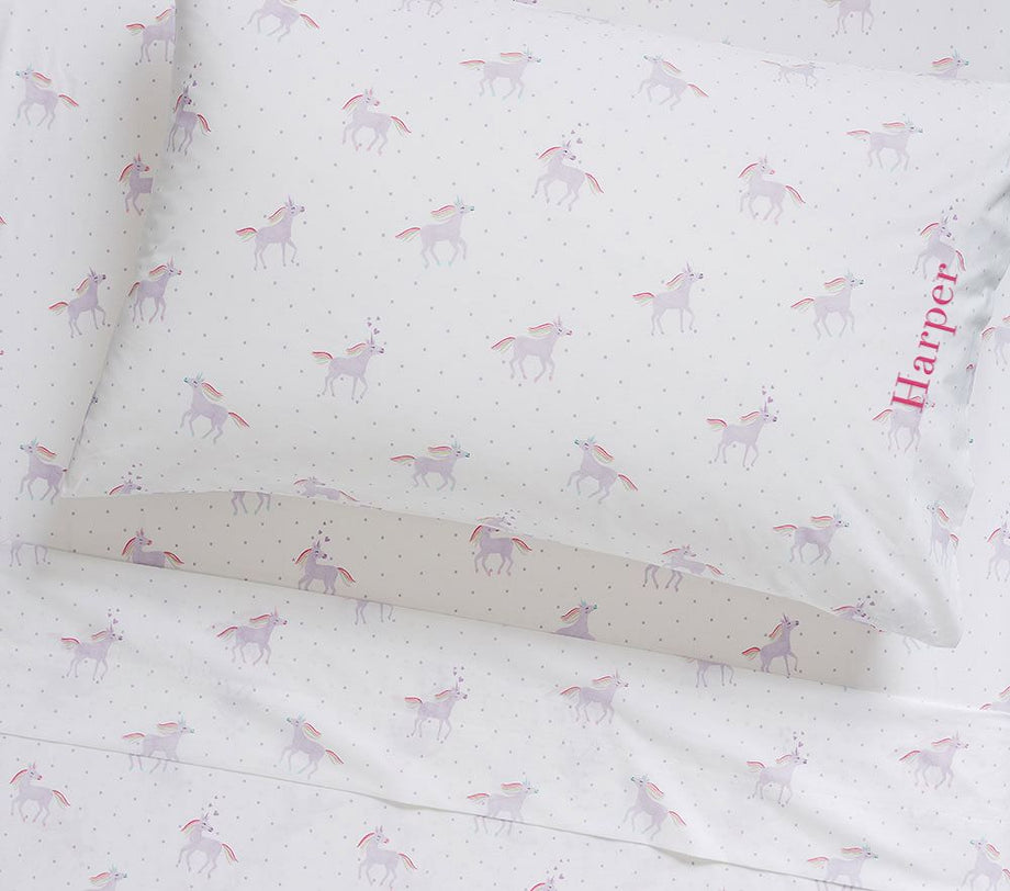 Organik Unicorn ve Gökkuşağı Çarşaf Seti %100 Pamuklu ve Yumuşak XL