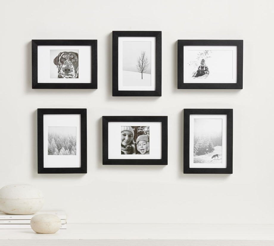 Çok Matlı Ahşap Galeri Masaüstü Çerçevesi, Siyah, 9x28