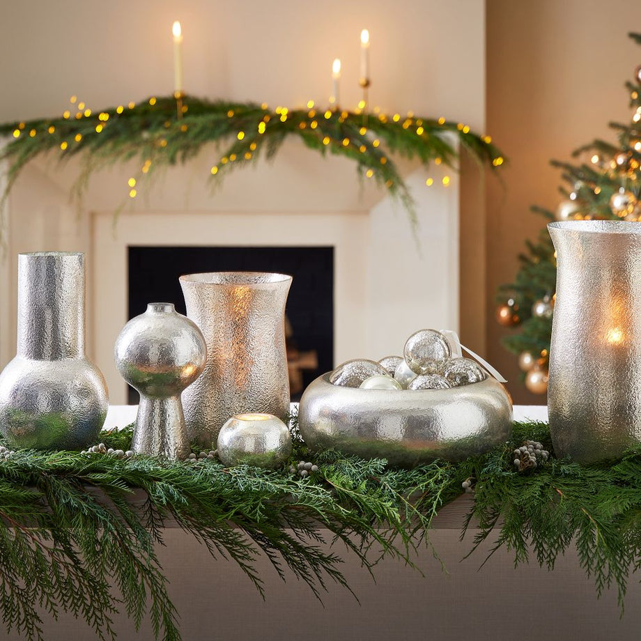 Gümüş Çekiçlenmiş Cıva Mumluklar